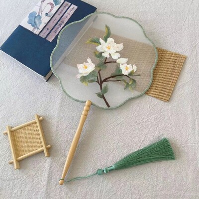 Kineski stil, klasična drevna dugoručka, dvostrani vez, strojni vez, kružna lepeza Han kineska odjeća