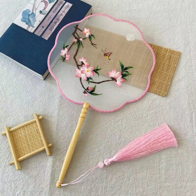 Kineski stil, klasična drevna dugoručka, dvostrani vez, strojni vez, kružna lepeza Han kineska odjeća