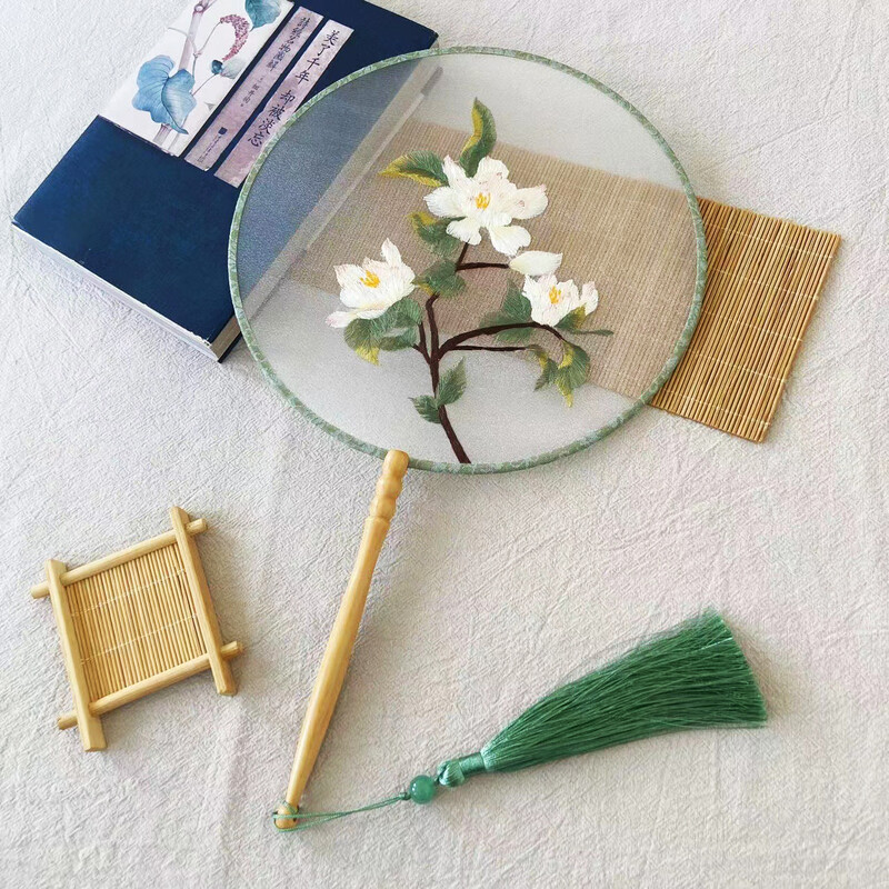 Kineski stil, klasična drevna dugoručka, dvostrani vez, strojni vez, kružna lepeza Han kineska odjeća