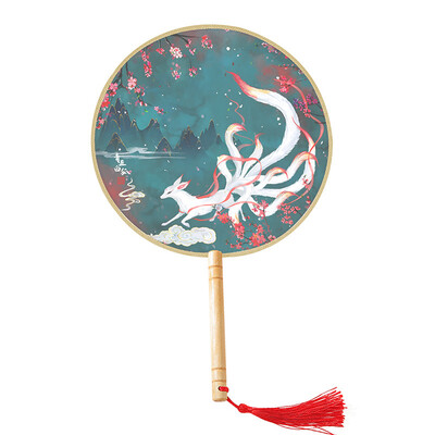 Vintage ručna lepeza Kineska svila izvezena okrugla lepeza Mitološki životinjski dizajn Ukrasi za dom Plesna lepeza Svadbena zabava