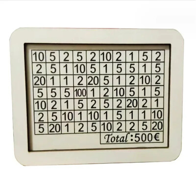 Drvena kasica prasica bijele boje s pultom, kutijom za uštedu novca, kasicom s golovima štednje i brojevima za štednju eura