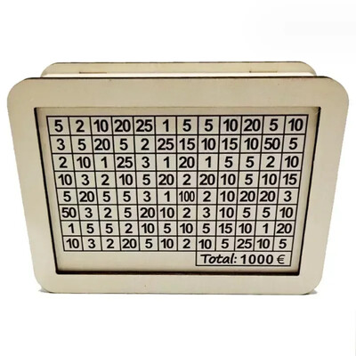 Drvena kasica prasica bijele boje s pultom, kutijom za uštedu novca, kasicom s golovima štednje i brojevima za štednju eura