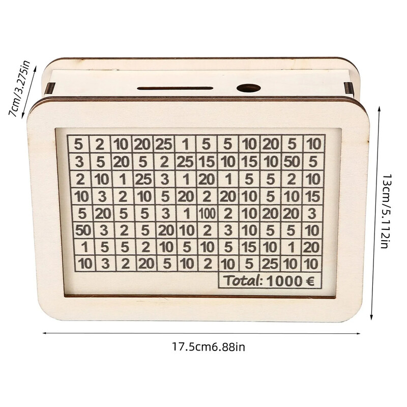 Drvena kasica prasica bijele boje s pultom, kutijom za uštedu novca, kasicom s golovima štednje i brojevima za štednju eura