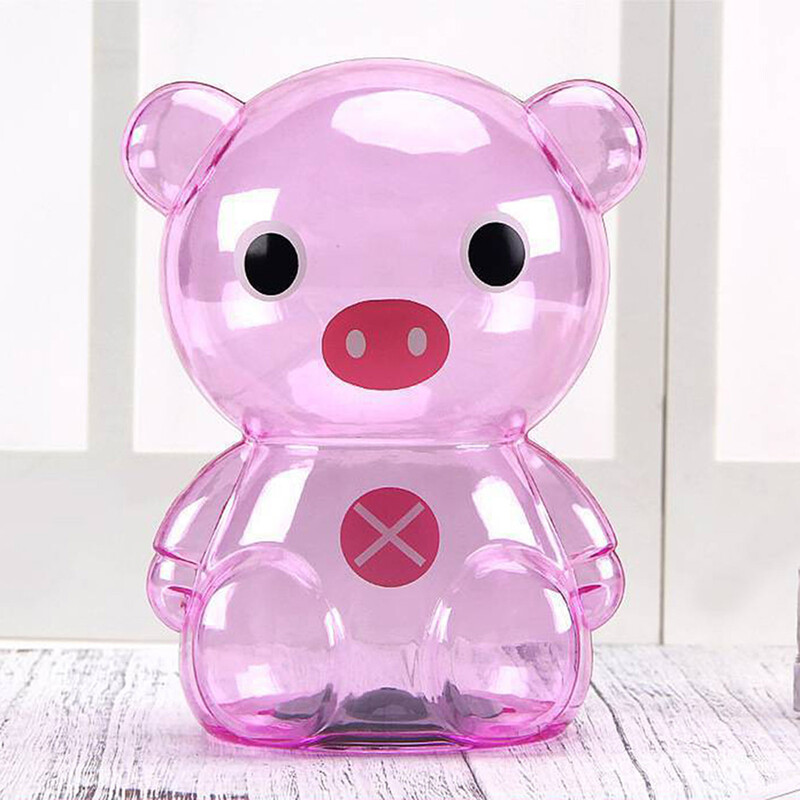 Plastične kasice prasice s kovanicama, prozirne, ljupke, prozirne kasice s crtanim novcem, kutija za uštedu novca, kovanice, rođendanski poklon za djecu u obliku medvjeda