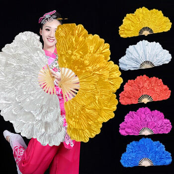 Νέος ανεμιστήρας Peony Petal 14 Bones Big Hand Hand Folding Gold Fans for Performance Dance Fans Party Stage Carnival Show Props