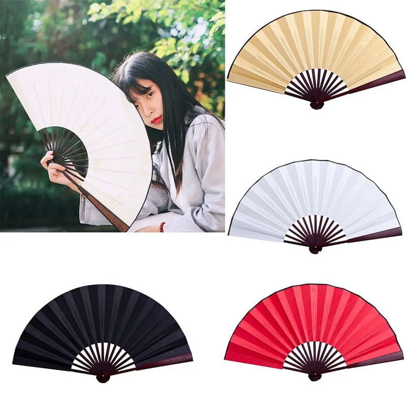 10 colių sulankstomas ventiliatorius Rankinis šilko audinys "pasidaryk pats" Kinijos sulankstomas vėduoklis medinis bambukas, senovinis sulankstomas ventiliatorius "pasidaryk pats" kaligrafijos tapybos dekoras