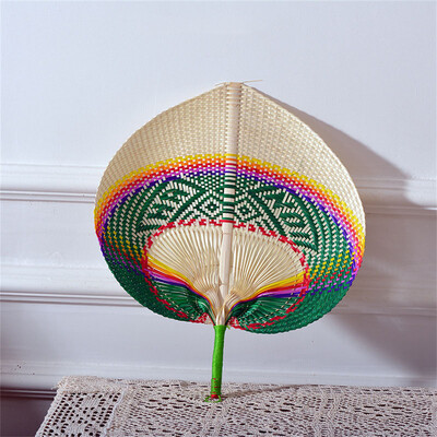 Rankų darbo iš bambuko austų vėduoklinių šiaudų austų vasarinių vėsinančių rankų ventiliatorių Kūrybinis saulėgrąžų ventiliatorius persikų širdis didelis ventiliatorius