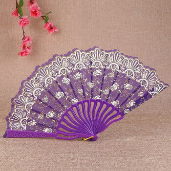 Little Flower Rose Folding Fan Ancient Style Hold Dance Fans Party Wedding Prom Dancing Summer Fan Αξεσουάρ