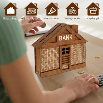 Wood Money Box for Cash House Ταμιευτήριο Κουμπαράς 1000 ή 2000 Ευρώ Adult Money Counting Bank Japanese Piggy Bank