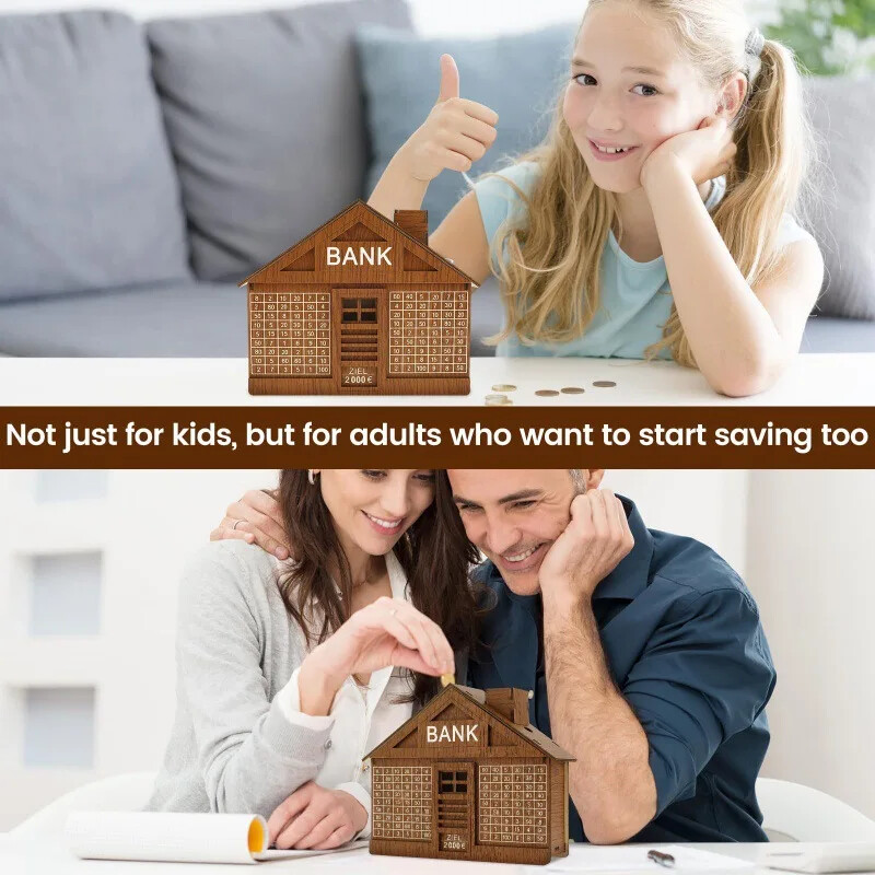 Drvena kasica za gotovinu Kućna štedna kasica 1000 ili 2000 eura Brojalica novca za odrasle Japanska kasica prasica