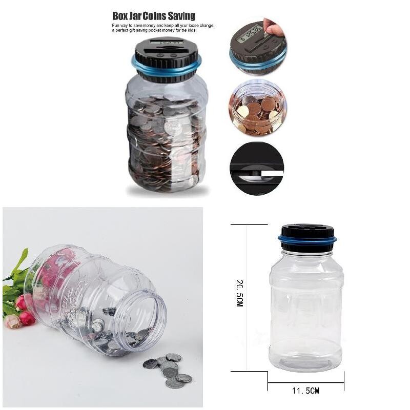 Skaitmeninis Piggy Bank monetų taupymo skaitiklis LCD Skaičiavimas Pinigų Stiklainis Keičiamas Butelis Priedai Monetų Pinigų Keitimas Skaitmeninis LCD Skaidrus