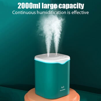 2000ML USB Air Humidifier Διπλή θύρα ψεκασμού αιθέριο έλαιο Aromatherapy Humificador Cool Mist Maker Fogger Purify for Home Office