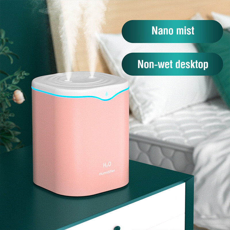 2000ML USB ovlaživač zraka s dvostrukim otvorom za raspršivanje Ovlaživač za aromaterapiju esencijalnim uljima Cool Mist Maker Fogger Purify za kućni ured