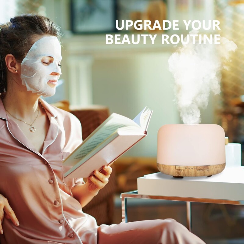 500 ML USB raspršivač arome drvenog zrna, raspršivač eteričnih ulja, ovlaživač zraka s daljinskim upravljačem, noćna svjetla u boji za dom