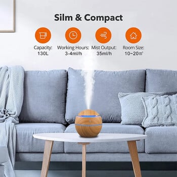 USB Ultrasonic Cool Mist Sprayer Essential Oil Fragrance Mini Home Wood Grain Air Humidifier Electric Air Aroma Diffuser Purifier