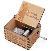 Koka ar roku izlocīta mūzikas kastīte ar vintage gravējumu mūzikas kaste nevar palīdzēt iemīlēties Valentīna dienas dāvanu dzimšanas dienā