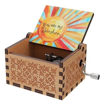 Music Box You Are My Sunshine Rotary Handle Ξύλινο Μίνι Μηχανικό Μουσικό Κουτί Love Θεματικό Εγχειρίδιο Music Box Διακόσμηση επιφάνειας εργασίας