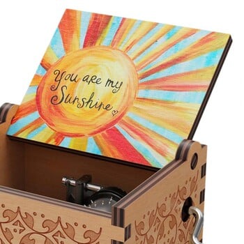 Music Box You Are My Sunshine Rotary Handle Ξύλινο Μίνι Μηχανικό Μουσικό Κουτί Love Θεματικό Εγχειρίδιο Music Box Διακόσμηση επιφάνειας εργασίας