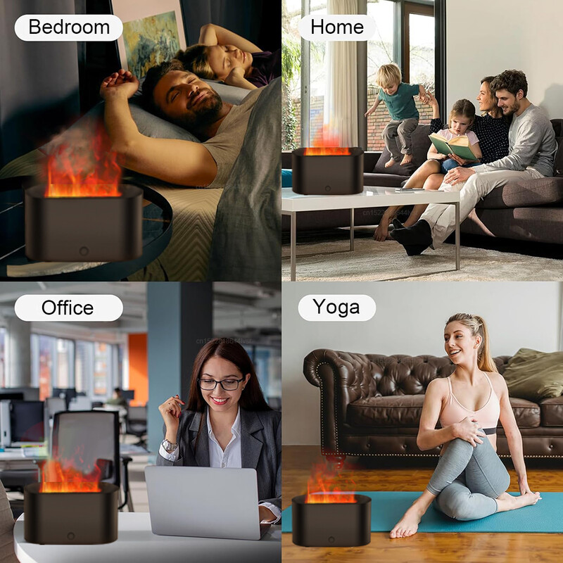 Raspršivač mirisa, plamen, ovlaživač zraka, USB stolno računalo za kućanstvo, spavaća soba, raspršivač mirisa eteričnog ulja sa šarenim noćnim svjetlom