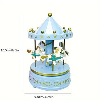 1 τμχ Luxury Carousel Music Box 4 Horses Rotate Rotation Romantic Luxury Carousel Toys Handwork Music Box Gifts