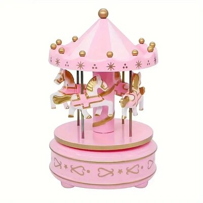 1 gab. Luksusa karuseļa mūzikas kaste 4 zirgi, rotē Rotācija Romantiskas greznas karuseļa rotaļlietas Roku darbs mūzikas kaste dāvanas