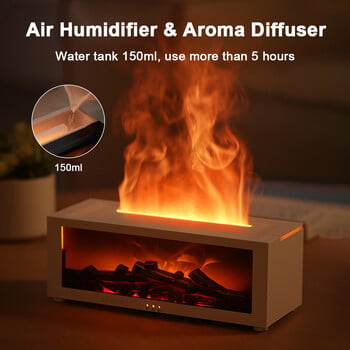 Υγραντήρας αέρα Αιθέριο έλαιο Diffuser Flame Aroma Humidifier Home Room Room Fragrance Diffuser with Night Light Aromatherapy Diffuser