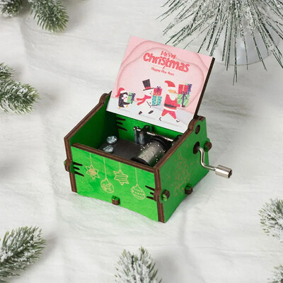 „Jingle Bells“ muzikinė dėžutė spalvota spauda medinė raižyta rankinė muzikinė dėžutė gimtadienio proga Naujųjų metų Kalėdų dovana