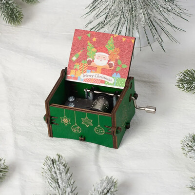 „Jingle Bells“ muzikinė dėžutė spalvota spauda medinė raižyta rankinė muzikinė dėžutė gimtadienio proga Naujųjų metų Kalėdų dovana
