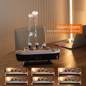 Ship Train Shape Ultrasonic Air Humidifier Jellyfish Spray Essential Oil Diffuser Aroma Τηλεχειριστήριο με πολύχρωμο φωτισμό