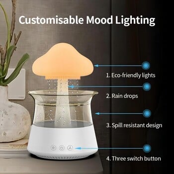 Relax Cloud Rain Diffuser Humidifier Raindrop Aromatherapy Machine Υπερηχητικός ψεκασμός ύγρανσης Πολύχρωμη λάμπα