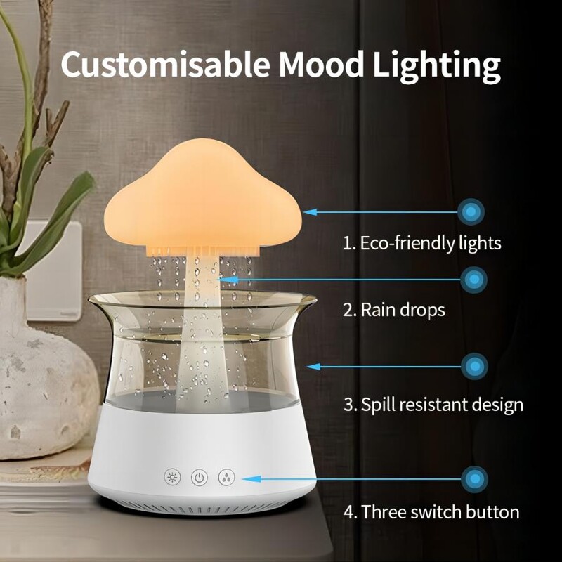 Relax Cloud Rain Difuzor Ovlaživač Raindrop Aparat za aromaterapiju Ultrazvučna atomizacija Ovlaživanje Šarena lampa