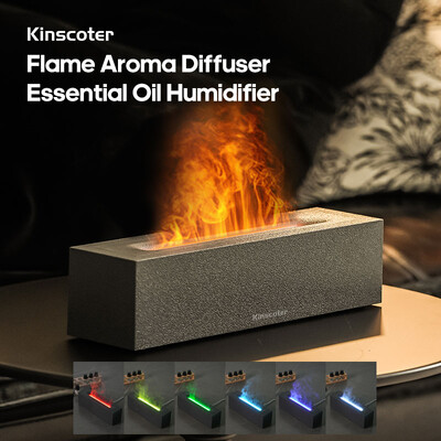 KINSCOTER Flame Aroma diffúzor légpárásító ultrahangos Cool Mist Maker Fogger LED illóolajos lánglámpa diffúzor