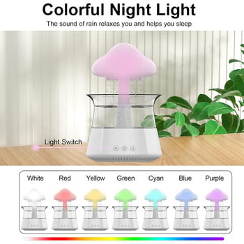 Rain Cloud Electric Air Humidifier 300ml Aroma Diffuser Zen Rain Water Drops Colorful Night Light Humidifier for Home δώρο