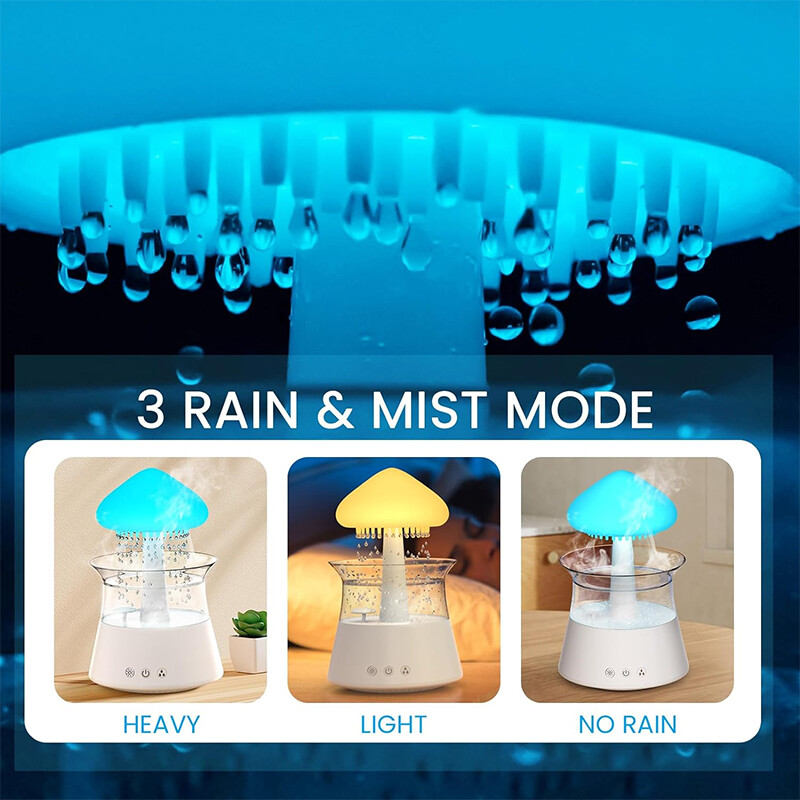 Rain Cloud Električni ovlaživač zraka 300 ml Aroma difuzor Zen Rain Water Drops šarene noćne svjetiljke ovlaživač zraka za dom na dar
