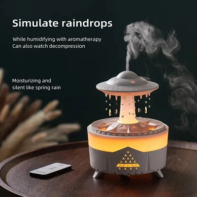 Rain Cloud Night Light mitrinātājs ar lietus ūdens pilienu skaņu un 7 krāsu LED gaismas ēterisko eļļu difuzoru aromterapiju