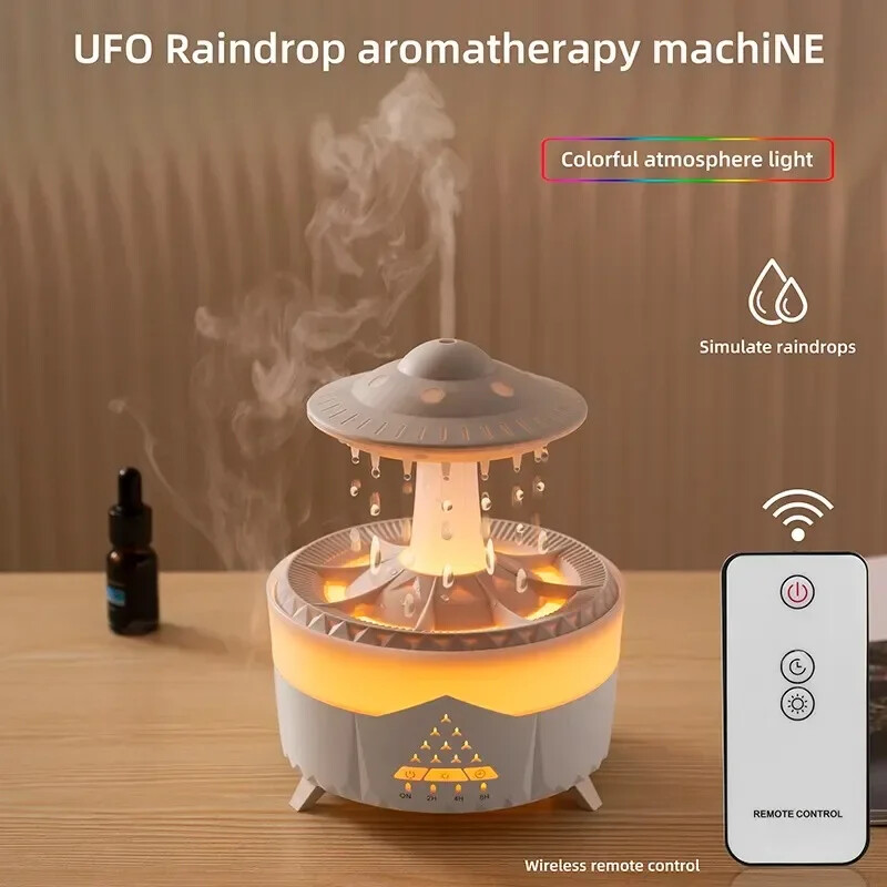 Rain Cloud Night Light mitrinātājs ar lietus ūdens pilienu skaņu un 7 krāsu LED gaismas ēterisko eļļu difuzoru aromterapiju