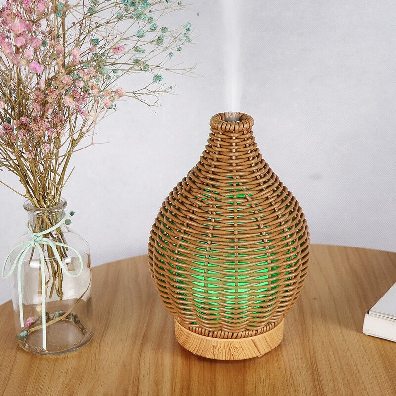 Wood Weave Мини ваза Овлажнител за въздух USB Електронен ултразвуков воден аромат Дифузор за етерично масло Аромат за домашна стая