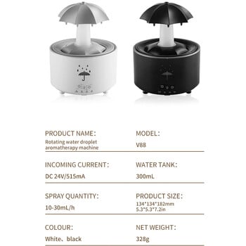 Creative Umbrella Water Drop Humidifier Air with Colorful Light Raindrop Aroma Essential Oil Diffuser Aromatherapy Humidifier