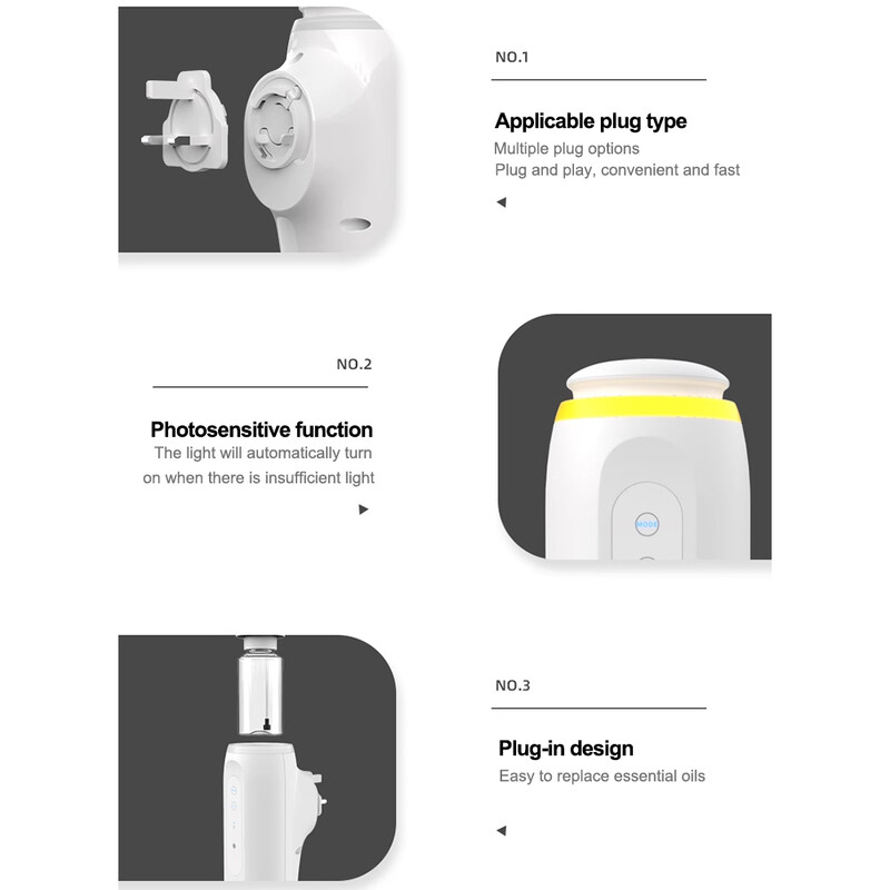 NAMSTE Prijenosni pametni difuzor Do 300 m³ pokrivenosti Priključni uljni difuzor za eterična ulja - Za dom i ured Niska buka 32 db