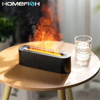 Νεότερο RGB Flame Aroma Diffuser Humidifier USB Desktop Simulation Light Aromatherapy Purifier Air for Bedroom with 7 Colors