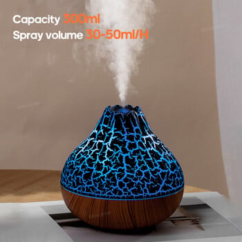 Volcano Air Humidifier 300ml Desktop USB Water Mist Diffuser Purifier Αποσμητικό αέρα Νεφελοποιητής με πολύχρωμο νυχτερινό φως περιβάλλοντος