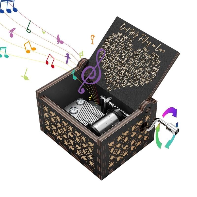 Graveerimine puidust muusikakasti Käsitsi väntatav vanaaegne muusikakast ei aita armuda muusikakasti naise sünnipäeva kingitus sõbrapäevaks