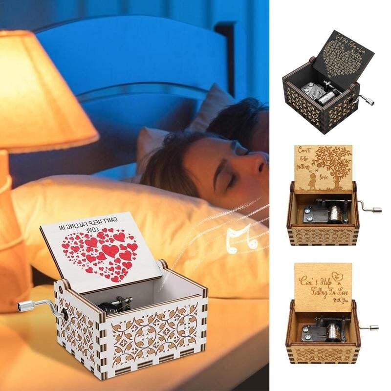 Graveerimine puidust muusikakasti Käsitsi väntatav vanaaegne muusikakast ei aita armuda muusikakasti naise sünnipäeva kingitus sõbrapäevaks