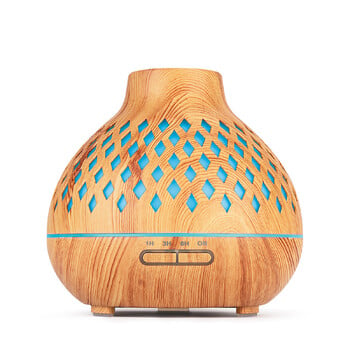 500ML Aromatherapy Essential Oil Diffuser Wood Grain Remote Control Ultrasonic Air Hudifier Cool with 7 Color Lights for Home