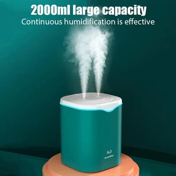 2000ML USB Air Humidifier Διπλή θύρα ψεκασμού αιθέριων ελαίων Aromatherapy Diffuser Cool Mist Maker Fogger για οικιακό γραφείο