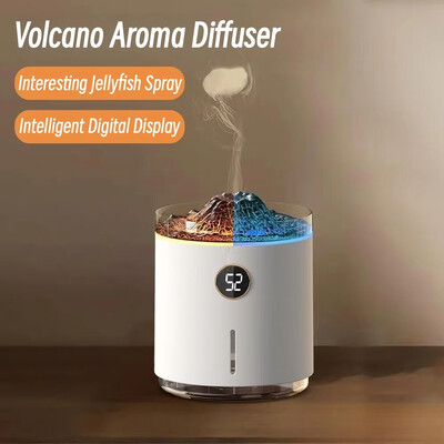 350 ml USB laadimisõhu niisutaja Ultraheli aroomi eeterlike õlide difuusor koos Volcano Flame Lamp Mini kaasaskantava udu niisutajaga