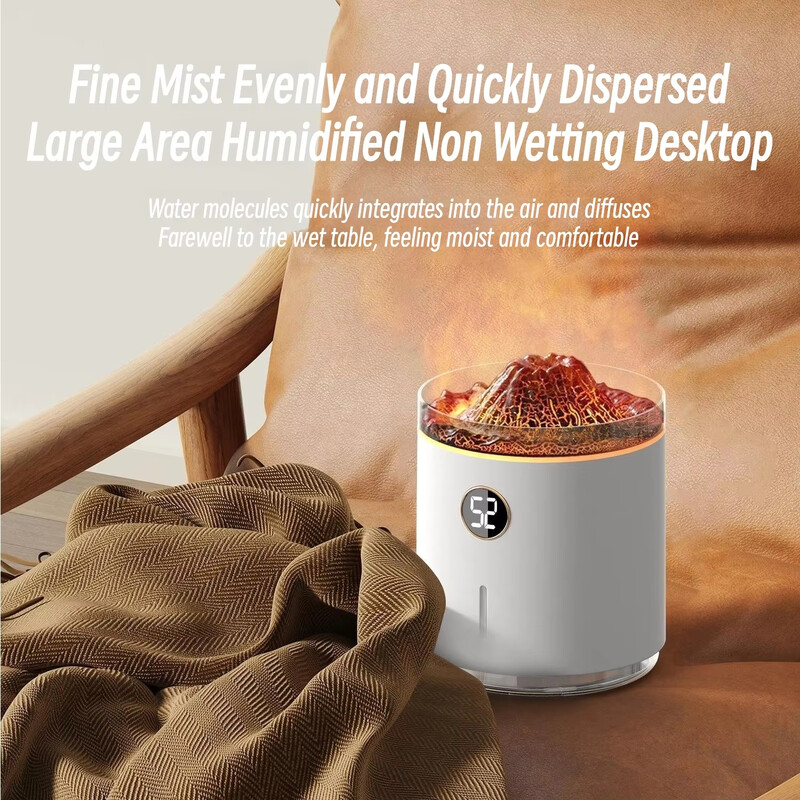 350 ml USB ovlaživač zraka za punjenje Ultrazvučni difuzor eteričnog ulja arome s lampom vulkanskog plamena Mini prijenosni ovlaživač zraka s maglom