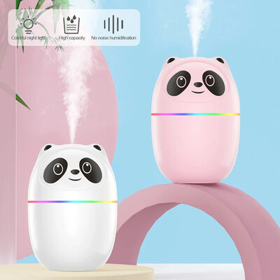 Овлажнител за въздух Cute Panda Ароматно масло Дифузор с нощна светлина USB Зареждаема хладна мъгла Пръскачка Пречиствател за растения Humificador