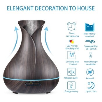 Διαχύτης αιθέριων ελαίων Mist Maker Fogger 500ML Υγραντήρας αέρα υπερήχων μεγάλης χωρητικότητας με φώτα LED για διαχύτη αρώματος σπιτιού