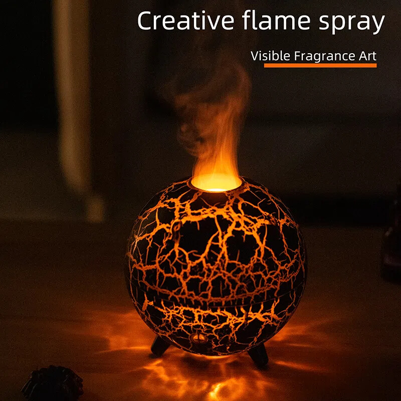 Novi kreativni ultrazvučni planetarni ovlaživač zraka za aromaterapiju 200 ml USB raspršivač mirisa, raspršivač eteričnog ulja, šareni pukotinasti plamen